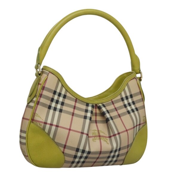 BURBERRY Nova Check Shoulder Bag PVC Leather Beige Auth BD897 - Picture 2 of 16